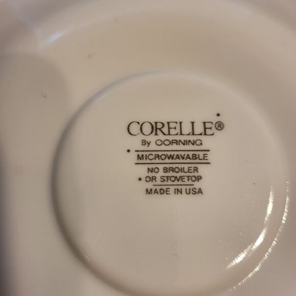 Lot 6 CORELLE By Corning WISTERIA SAUCERS 6 1/4" Bread Plates Scalloped Gray Rim - Picture 6 of 6